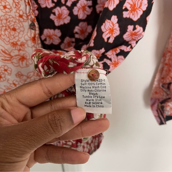 JOHNNY WAS Flora Mix Print Button-Up Cotton Shirt - Picture 6 of 6